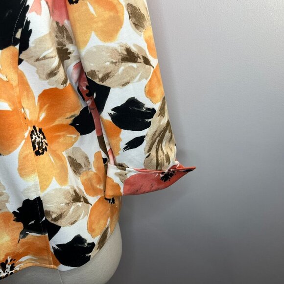 Alfred Dunner Women's Black Peach Floral Open Jacket - Size 12P - Picture 3 of 5